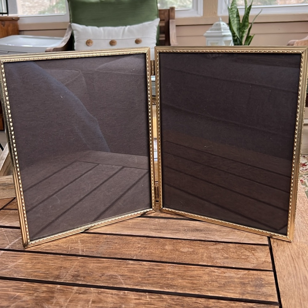Vintage Brass Folding Hinged Double 7.5" X 9.5” Frames